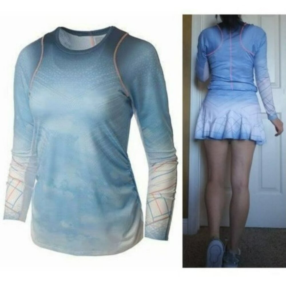 Nwt Lucky In love Women Long Sleeve Tee Shirt Top S Small blue white